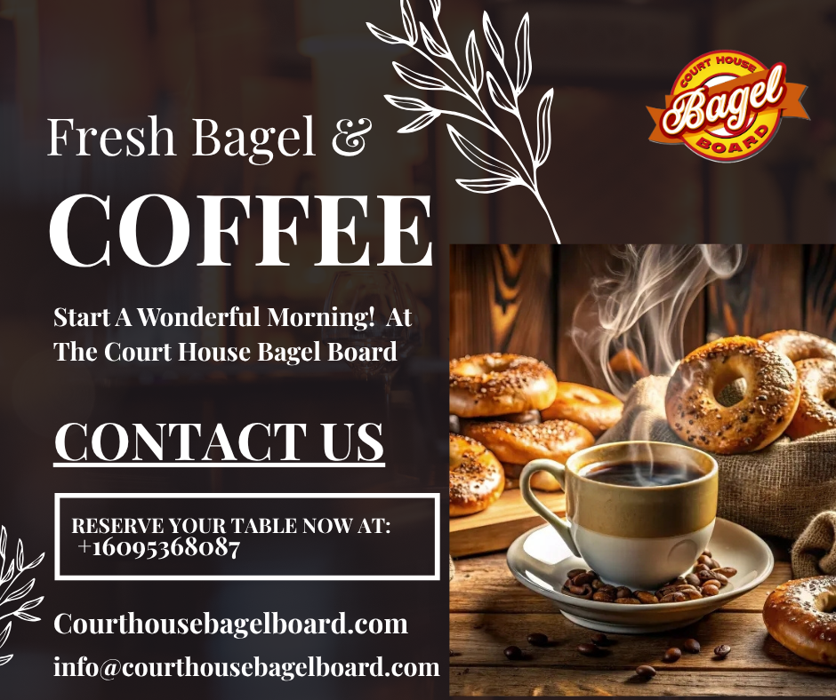 Fresh Bagel and Coffee = Start A Wonderful Morning!  At The Court House Bagel Board 